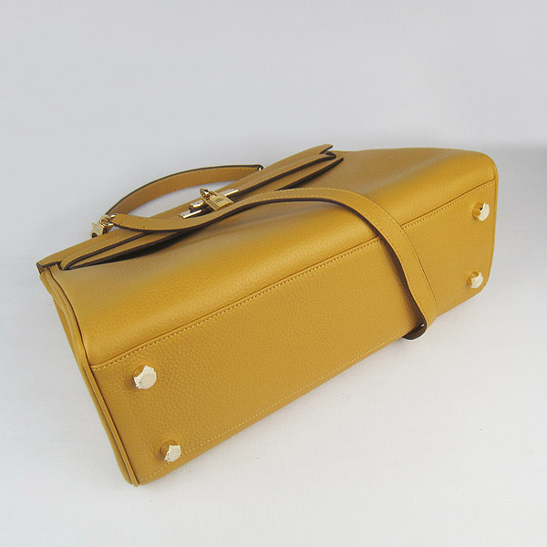 High Quality Hermes Kelly 35CM Togo Leather Bag Yellow 6308 - Click Image to Close